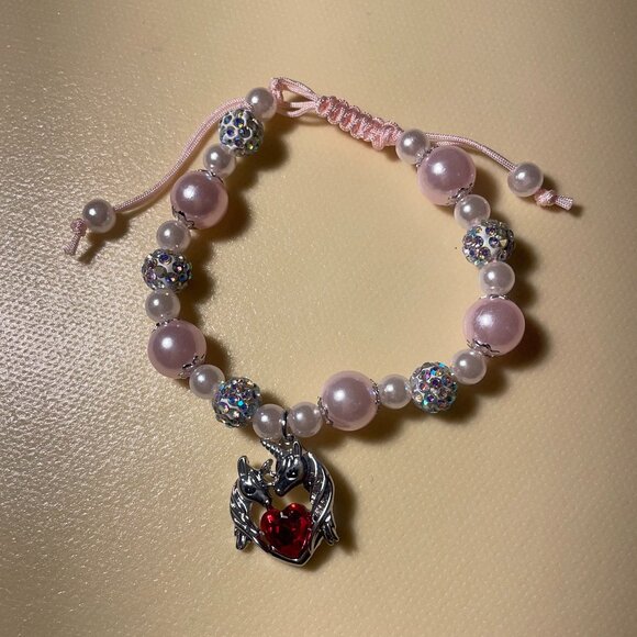 Adjustable Pink & Pearl Unicorn Charm Bracelet - Picture 5 of 6